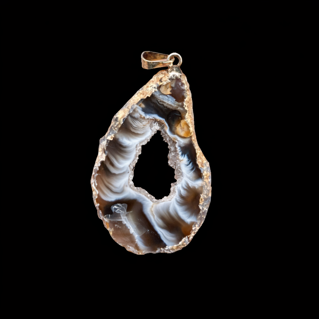 Slice Agate with Quartz Pendant