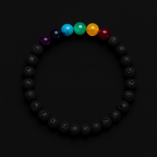 7 Chakra with Lava Bracelet 8 MM