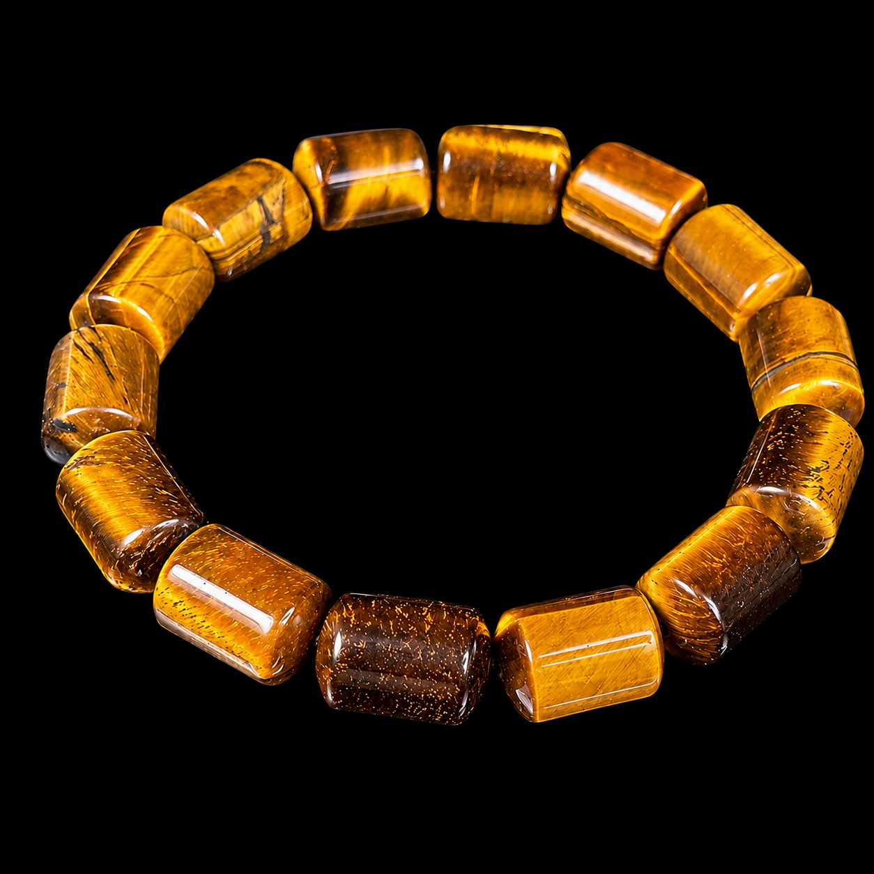 Tiger-Eye Barrel Beads Bracelet 