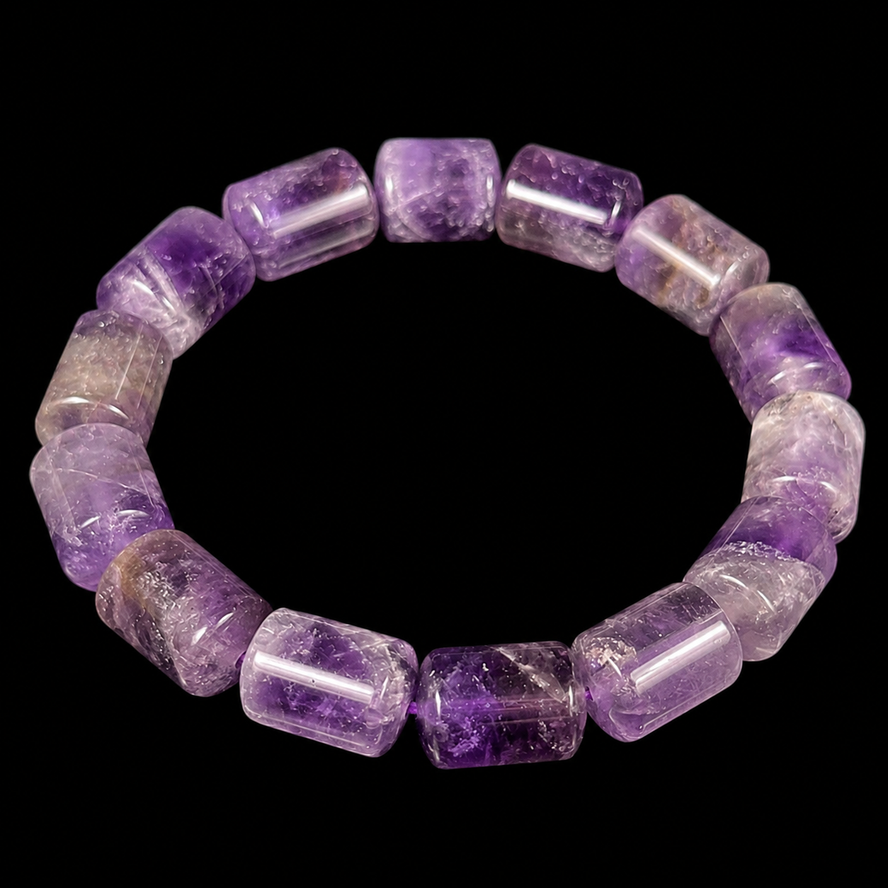 Amethyst Barrel Beads Bracelet 