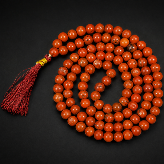 Natural Red Jasper Jap Mala 108 Beads 