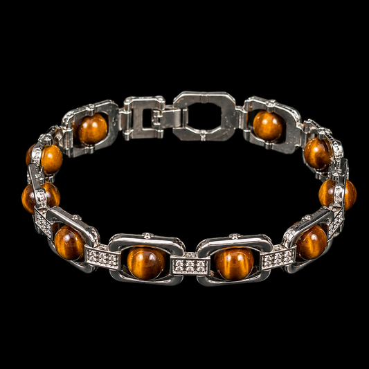 Tiger Eye Metal Bracelet 8 mm.