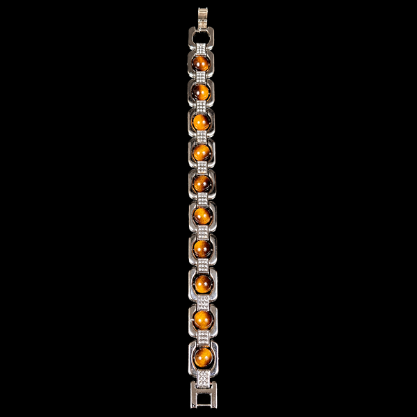 Tiger Eye Metal Bracelet 8 mm.