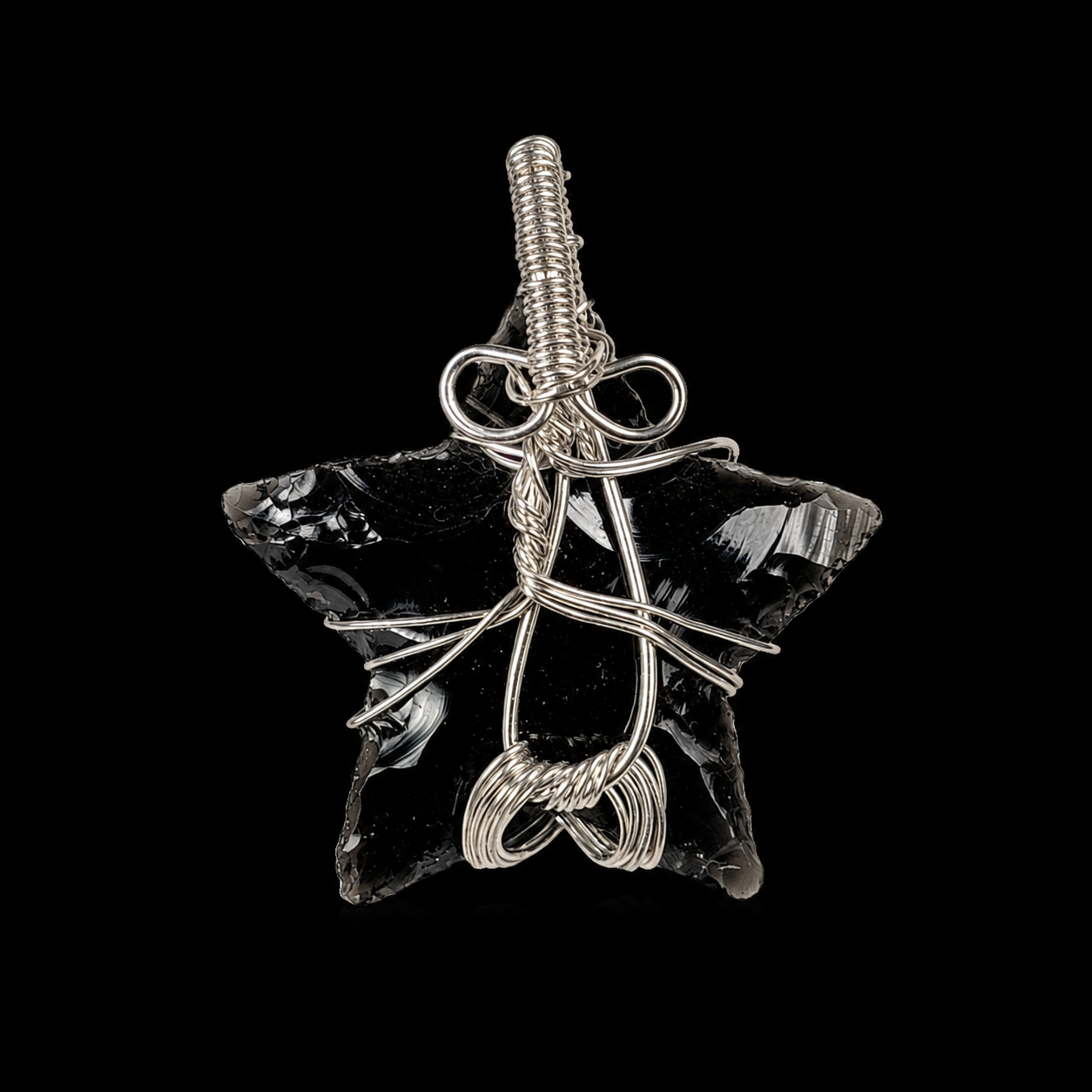 Black Obsidian Star Tree of Life Pendant.