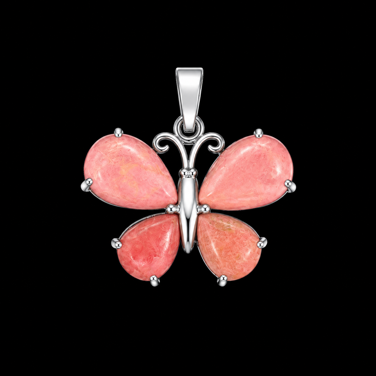 Natural Rhodonite Butterfly Pendent.
