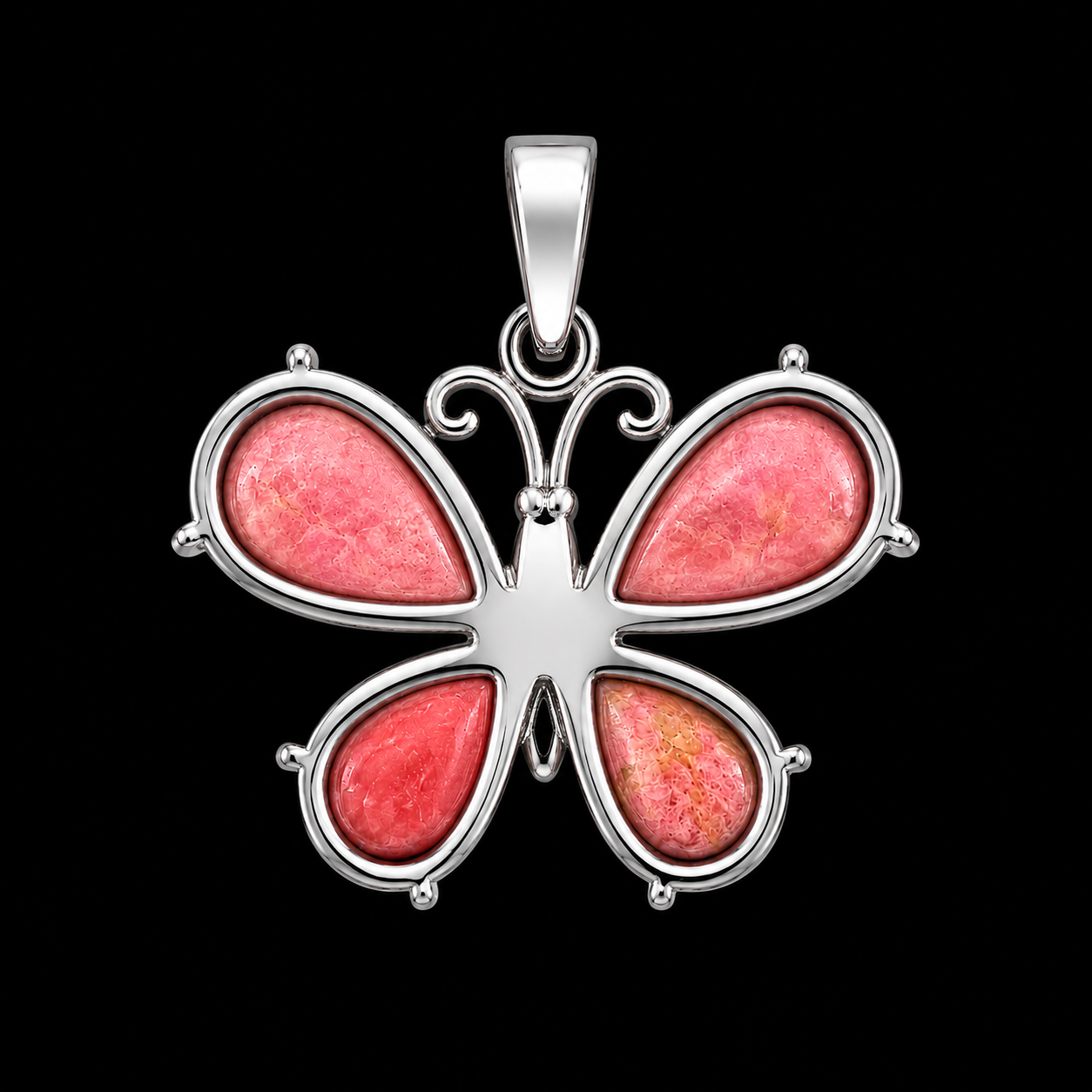 Natural Rhodonite Butterfly Pendent.