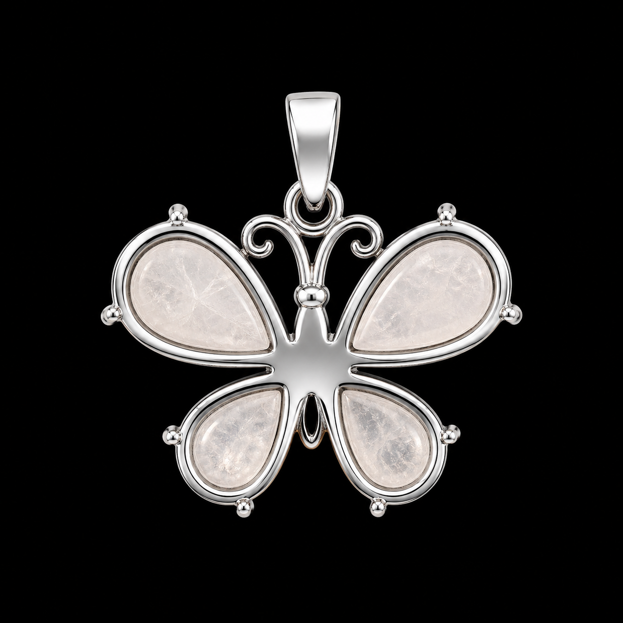Natural Quartz Butterfly Pendent.