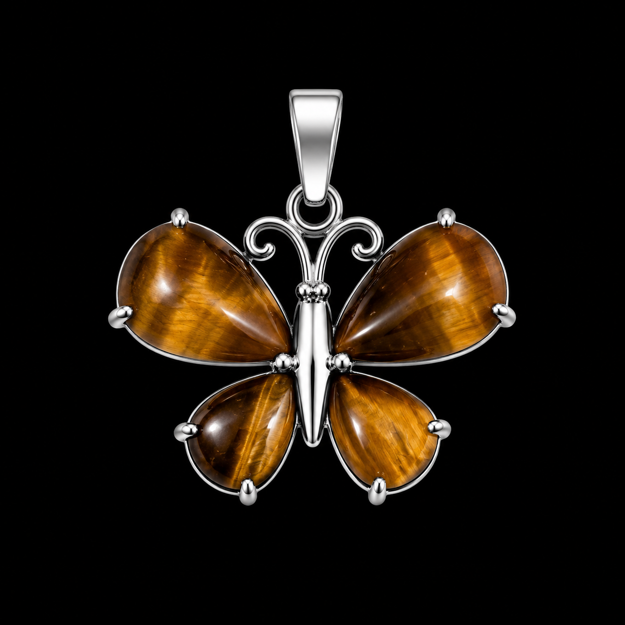Natural Tiger-Eye Butterfly Pendent.