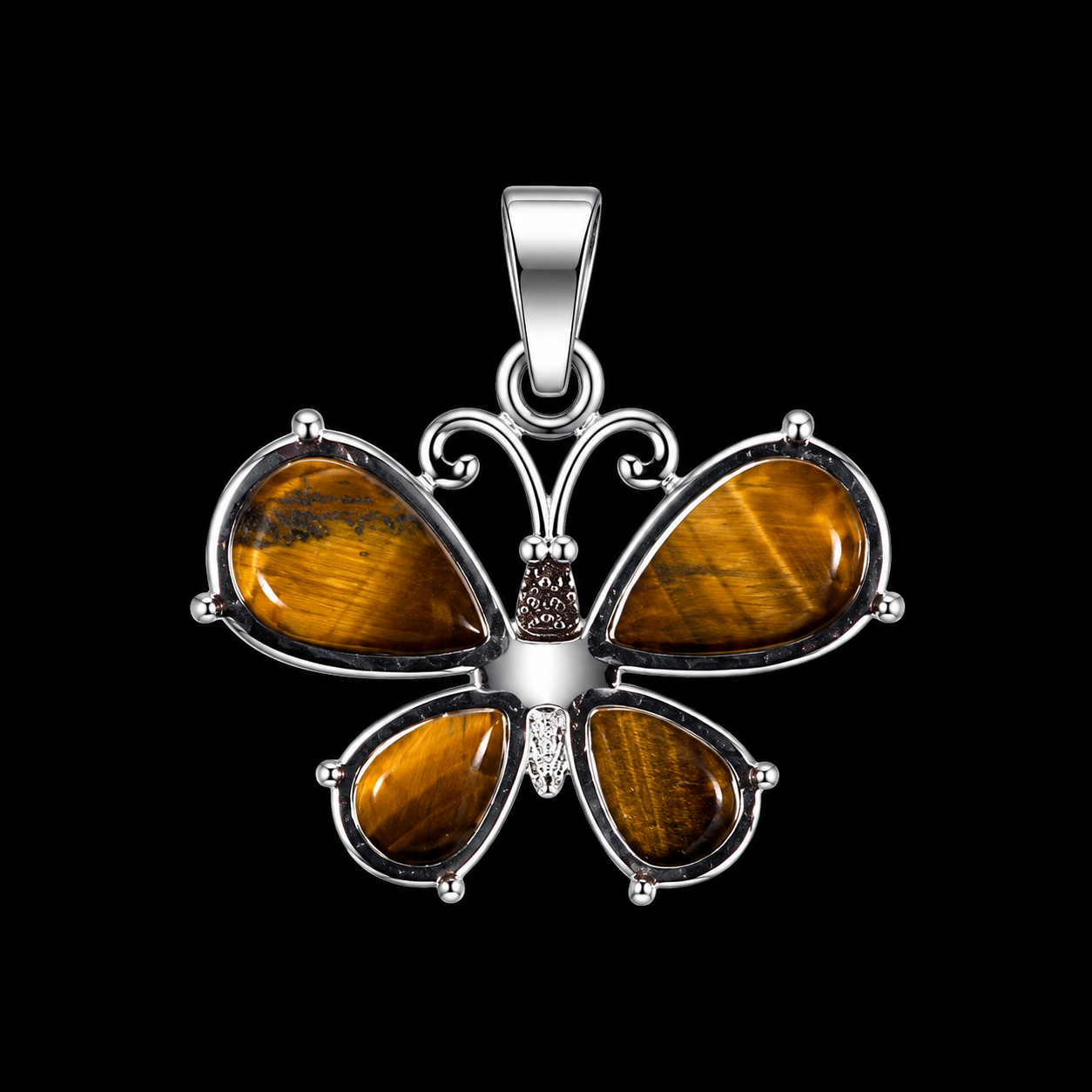 Natural Tiger-Eye Butterfly Pendent.