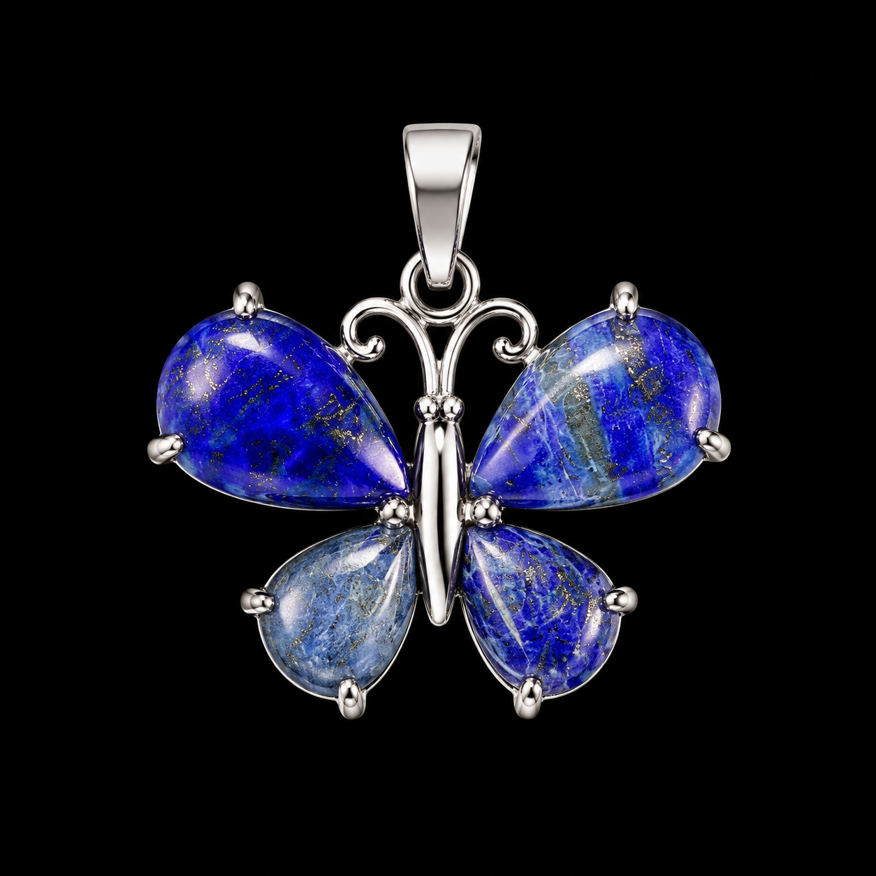 Natural Lapis Lazuli Butterfly Pendent.