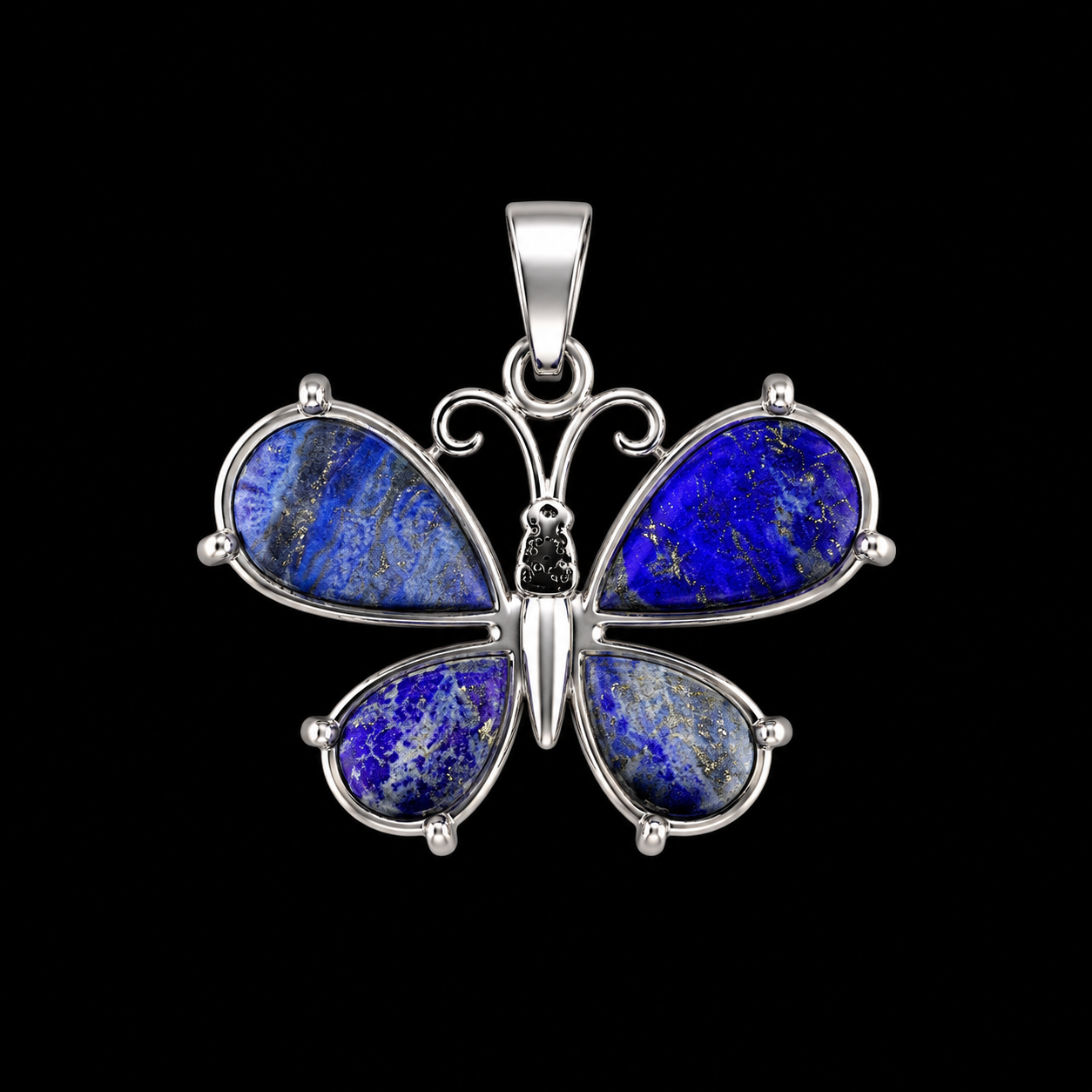 Natural Lapis Lazuli Butterfly Pendent.