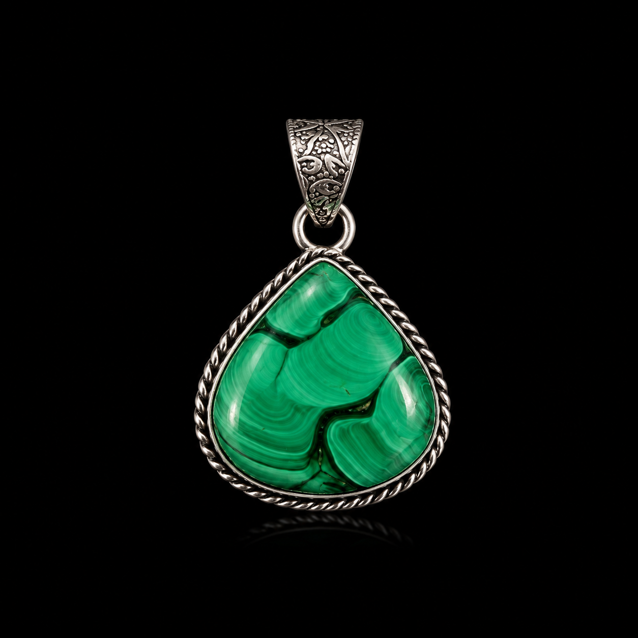 Elegant Malachite Teardrop Crystal Pendant