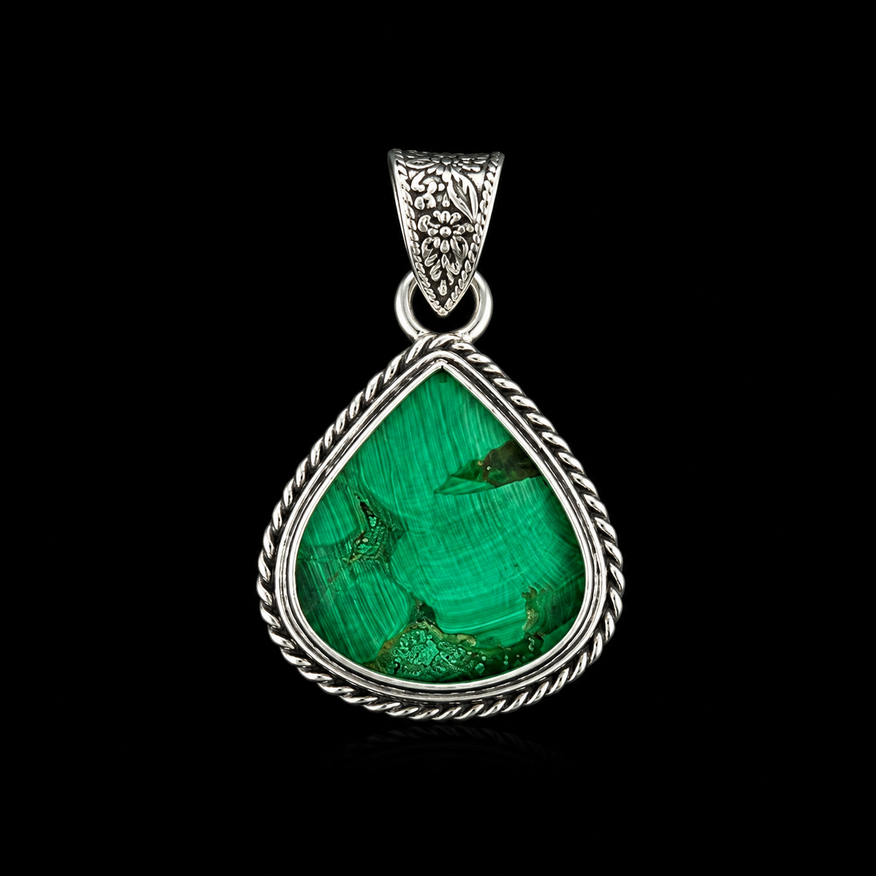 Elegant Malachite Teardrop Crystal Pendant