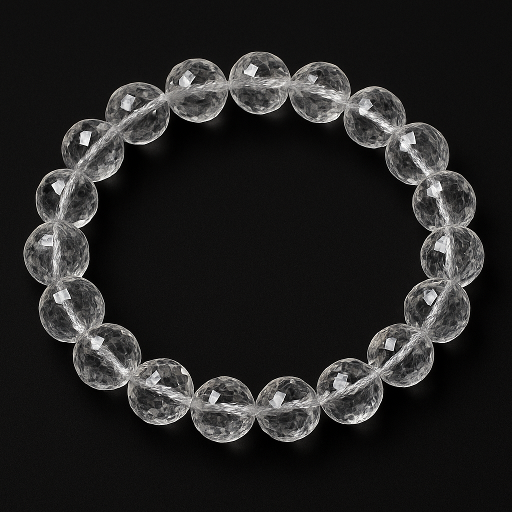 Natural Quartz Diamond Cut Bracelet 10 mm