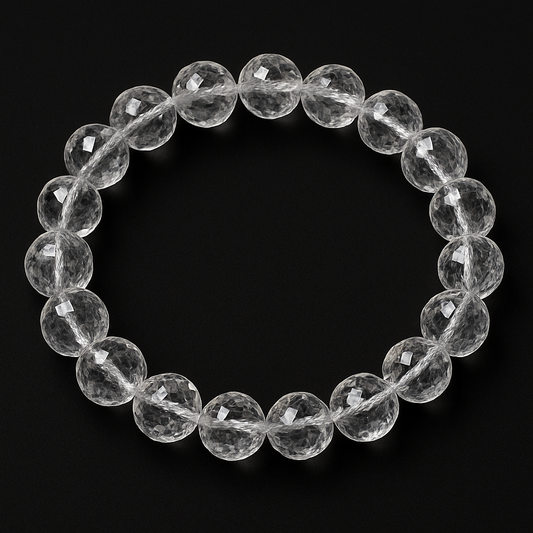 Natural Quartz Diamond Cut Bracelet 10 mm