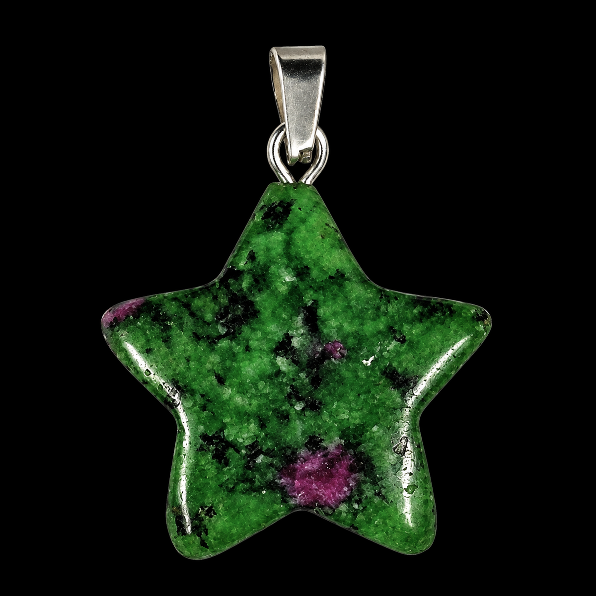 Ruby With Zoisite (UV Reactive) Star Pendant | Genuine Crystal Pendent.