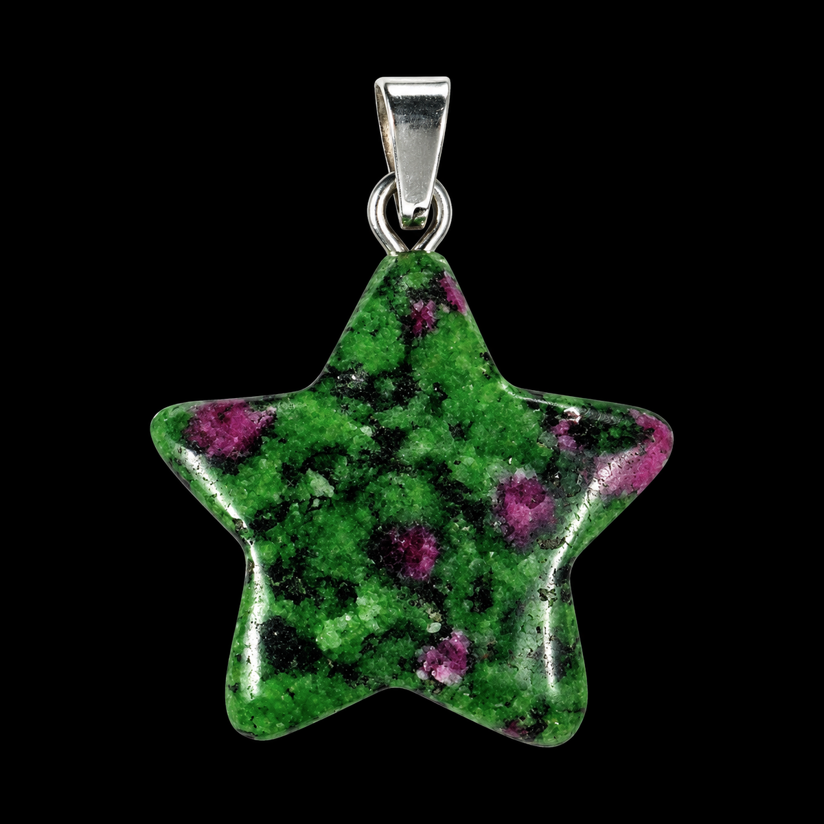 Ruby With Zoisite (UV Reactive) Star Pendant | Genuine Crystal Pendent.