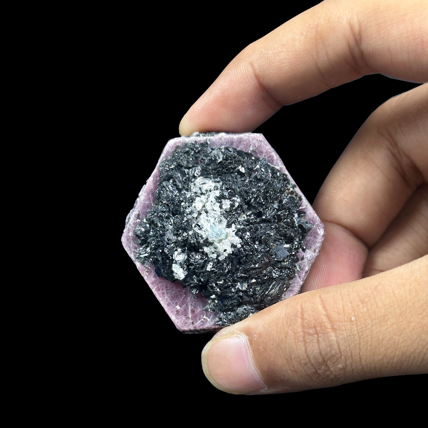 Ruby with tourmaline (Highly UV Reactive) Natural Mineral Specimen. G #0400