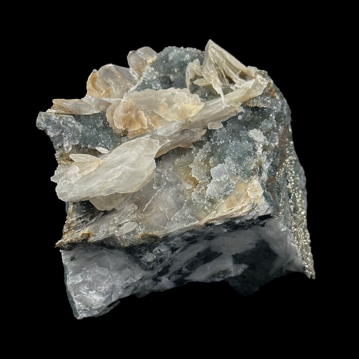 Rare Calcite with Pyrite And mm Quartz (UV Reactive) Natural Mineral Specimen. G #0399