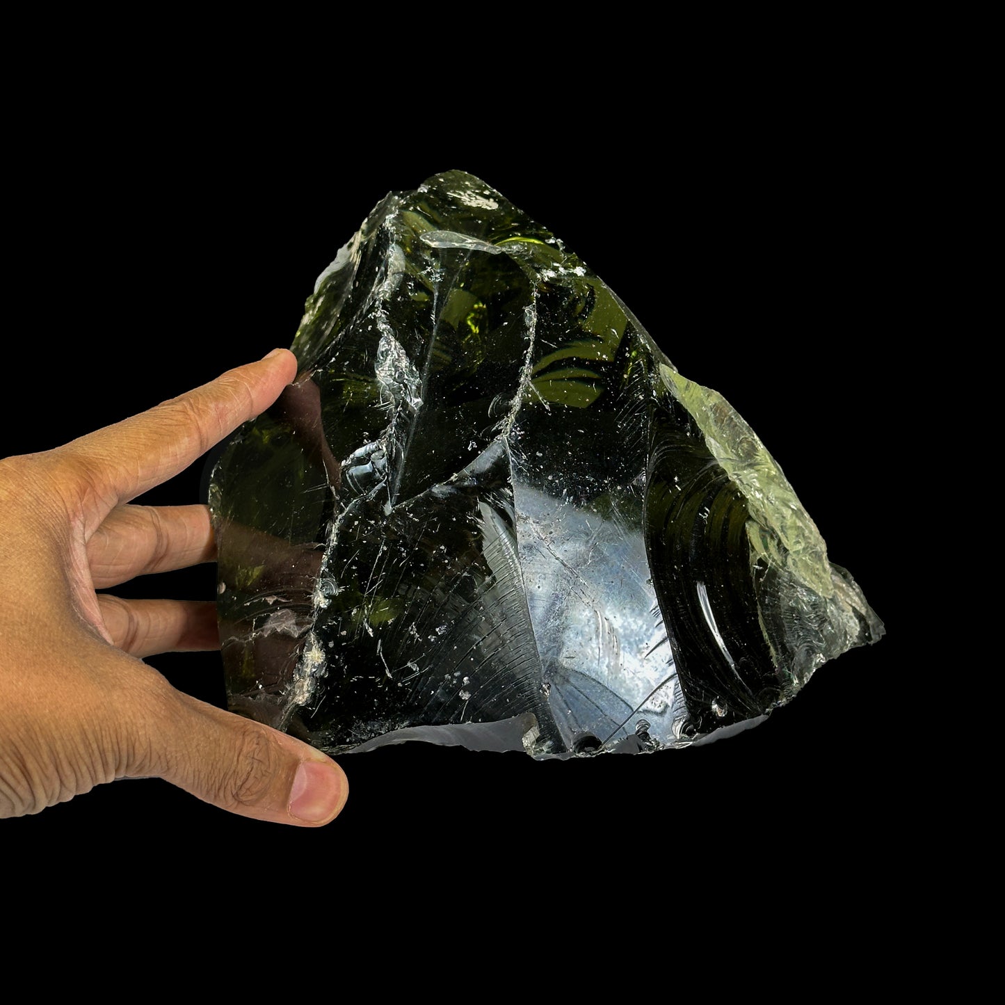 Rare Big Size Green Obsidian — a stunning natural volcanic glass with crystal-clear Formation. Specimen from Nashik, Maharashtra. G #0446