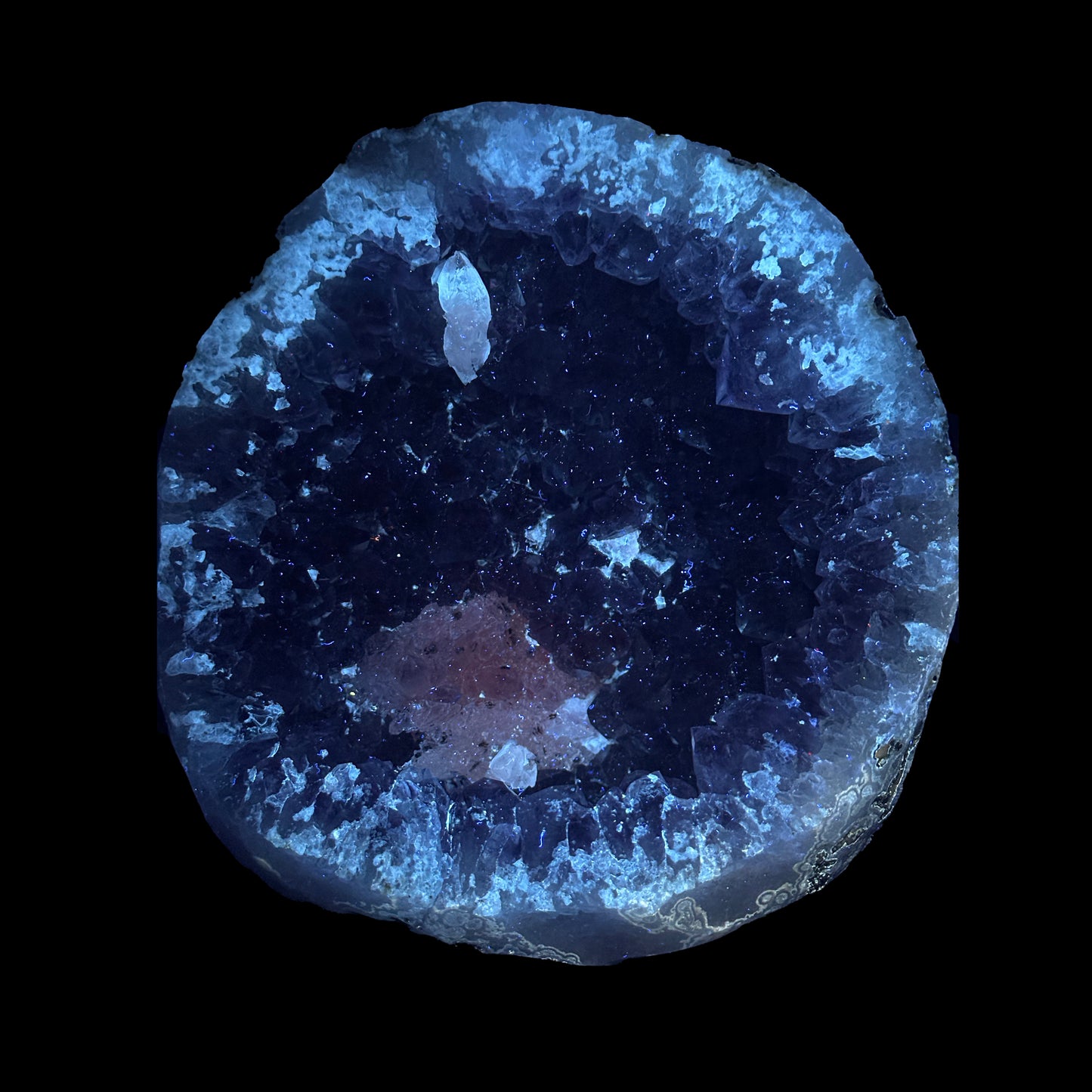Amethyst With Calcite (UV Reactive) Natural Mineral Specimen. G #0439
