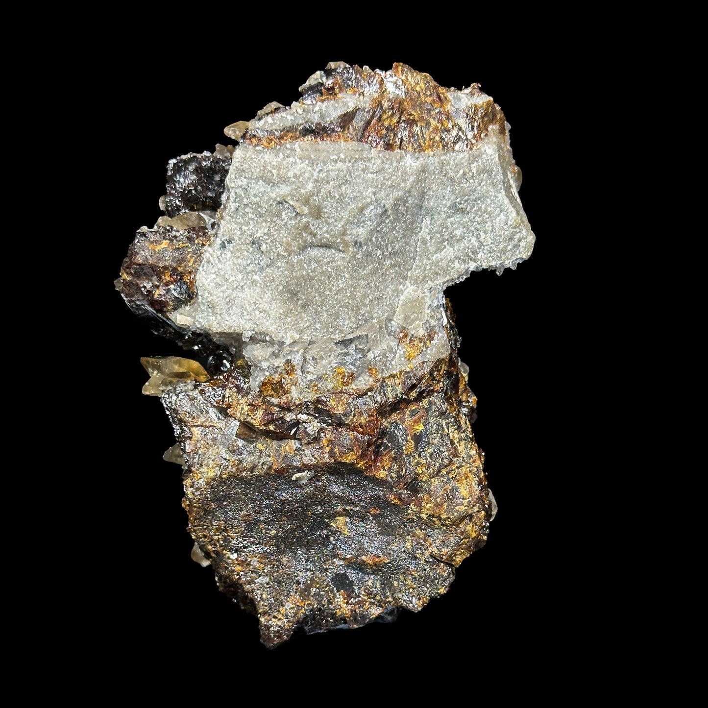Super Rare Calcite With Spalarite Natural Mineral Specimen from Elmwood Mine , Tennessee (UV Reactive) G #0470