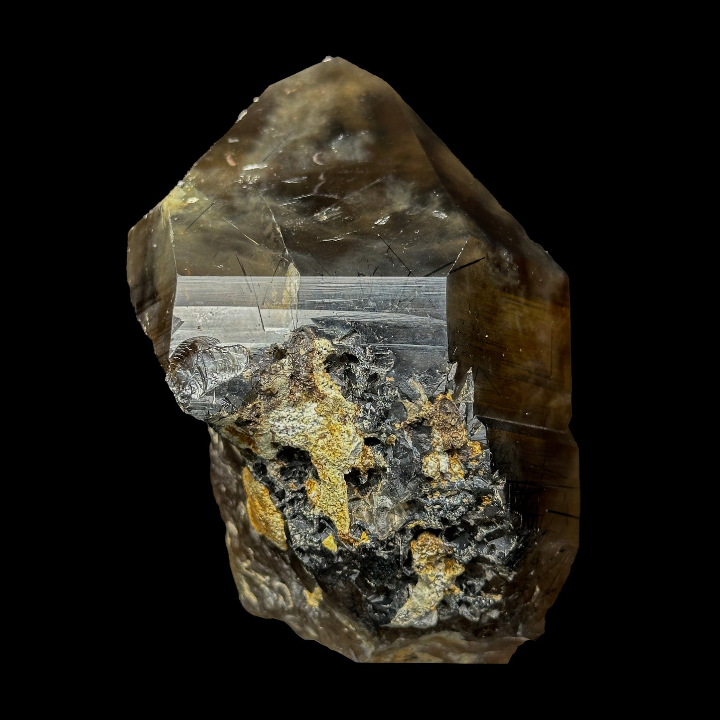  Smoky Quartz With Black Turmaline Natural Mineral Specimen #0460