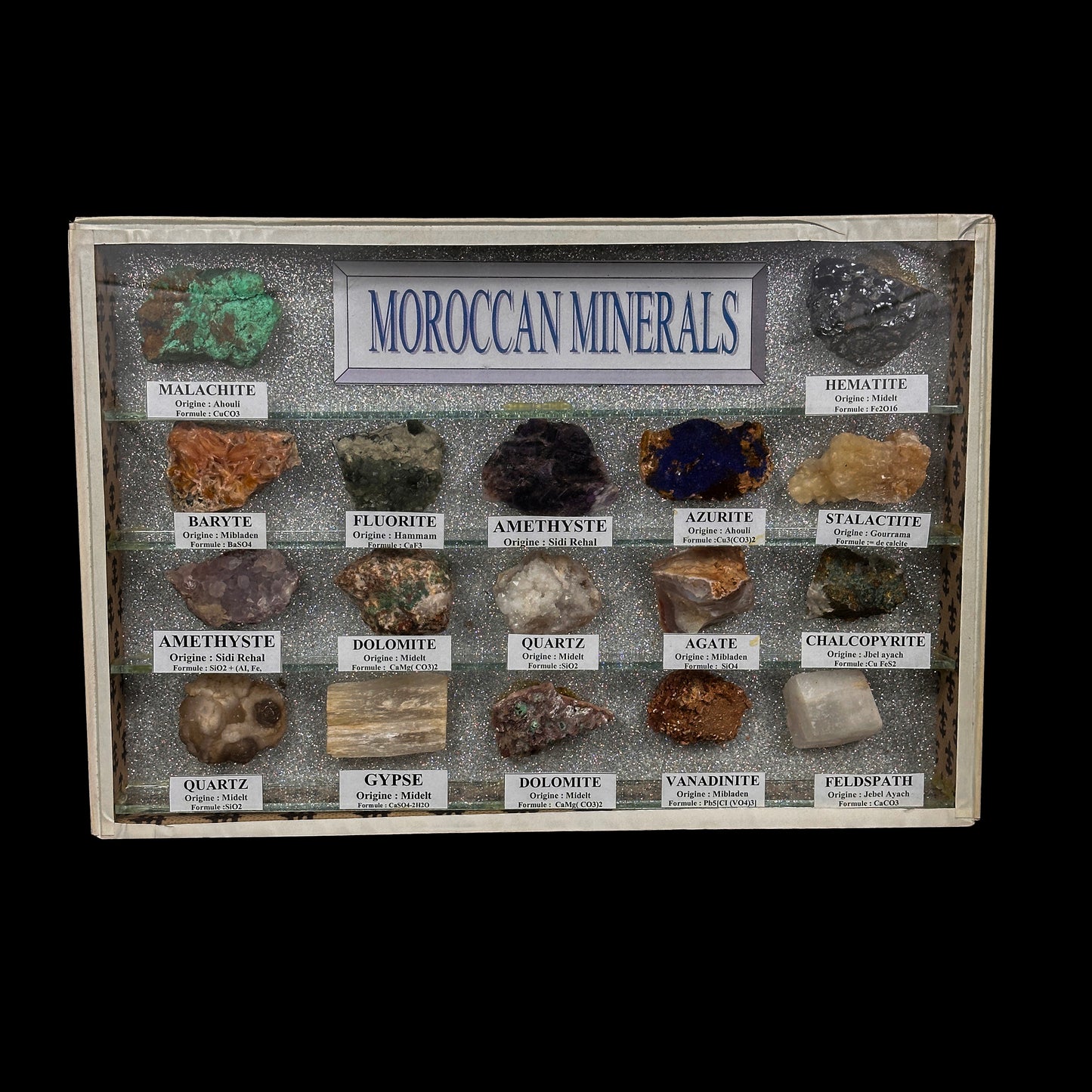17-Piece Authentic Moroccan Mineral Collection Display – Rare Natural Crystal & Mineral Specimen Set. G #0481