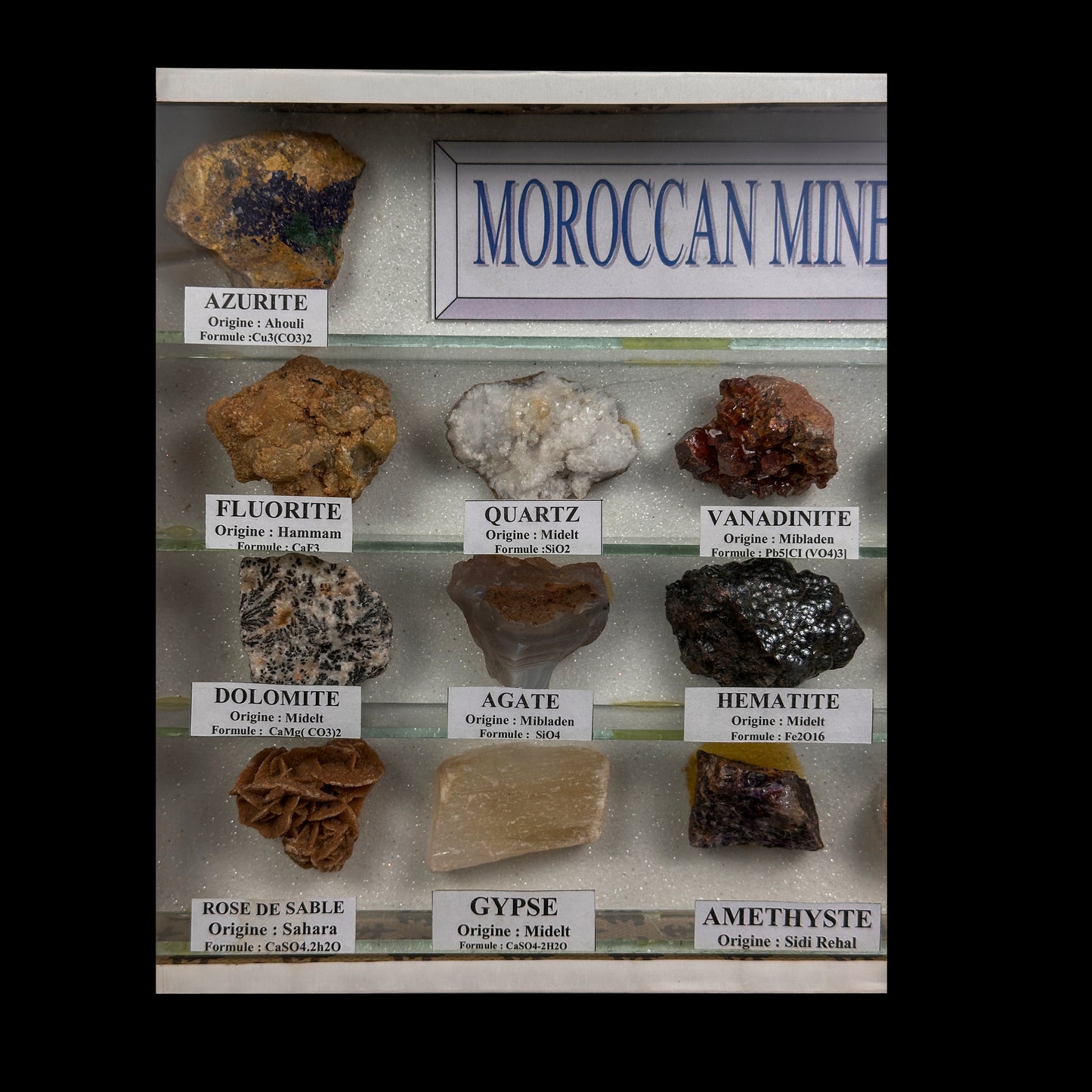 17-Piece Authentic Moroccan Mineral Collection Display – Rare Natural Crystal & Mineral Specimen Set. G #0482
