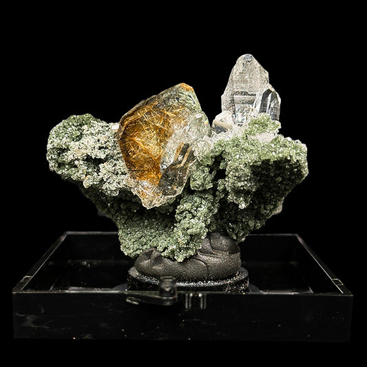 Golden Rutile Clear Quartz With Chlorite inclusion Natural Minaral Specimen G #0489