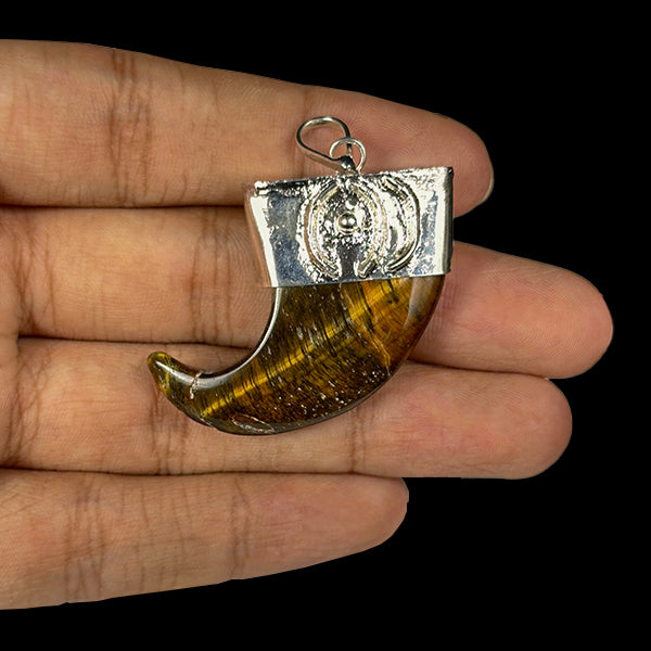 Genuine Tiger Eye Tusk Pendant