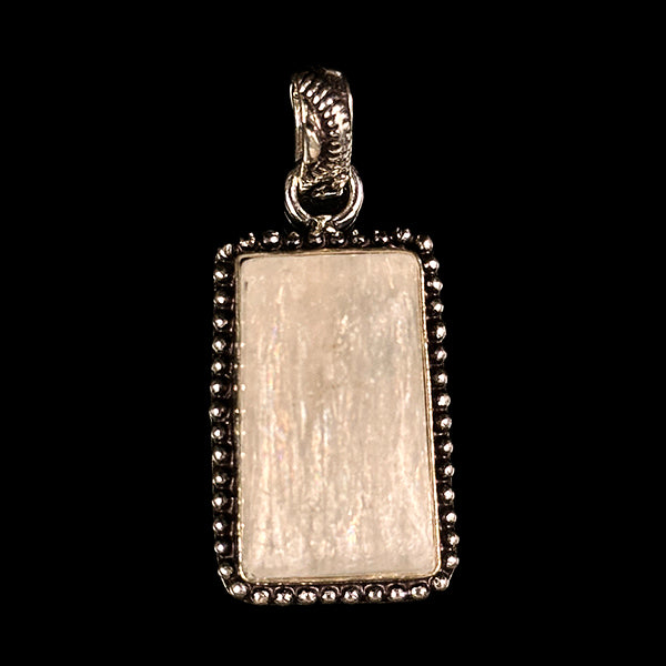 Natural Selenite Rectangle Pendant.