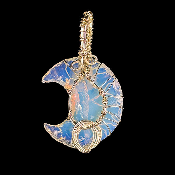 Opalite Crescent Moon Tree of Life Pendant.