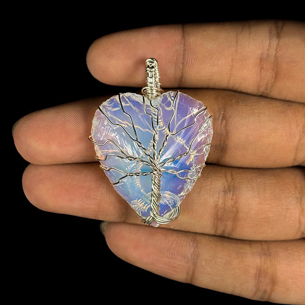 Opalite Heart Tree of Life Pendant.