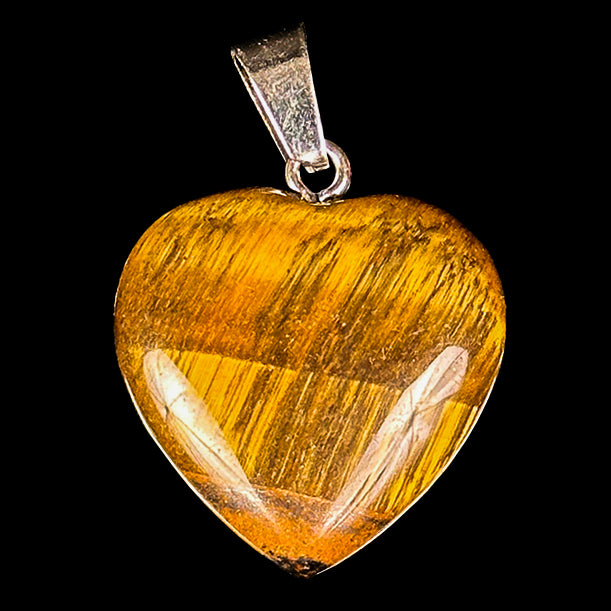 Tiger-Eye Heart Shaped Pendent Natural Golden Brown Crystal Gemstone Pendant