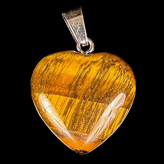 Tiger-Eye Heart Shaped Pendent Natural Golden Brown Crystal Gemstone Pendant