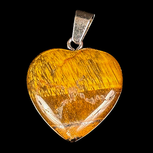 Tiger-Eye Heart Shaped Pendent Natural Golden Brown Crystal Gemstone Pendant