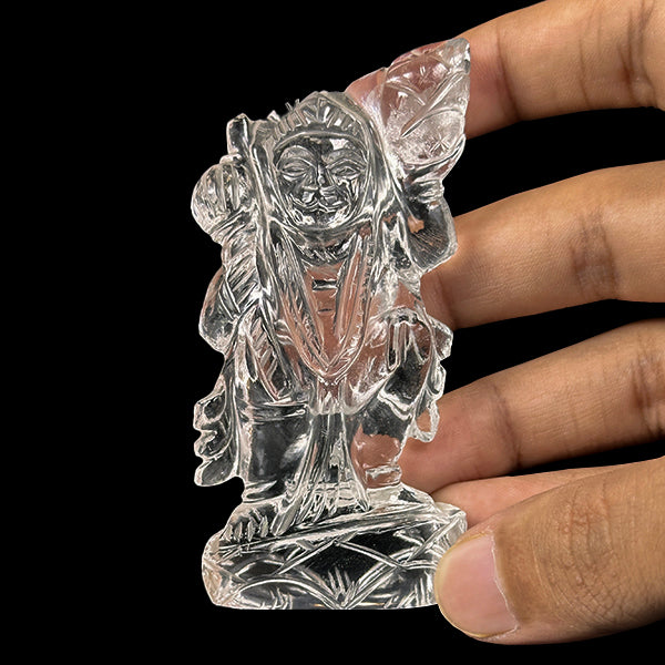 Clear Quartz Lord Hanuman Idol G #0593