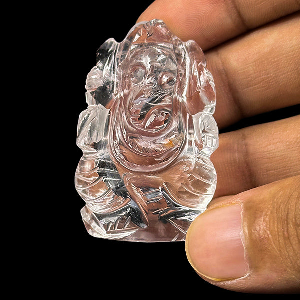 Lord Ganesha Clear Quartz Idol. G #0588