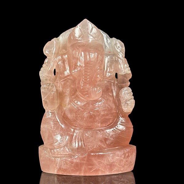 Rose Quartz Lord Ganesha Idol. G #0597