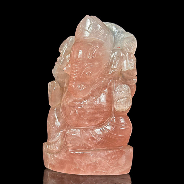 Rose Quartz Lord Ganesha Idol. G #0597