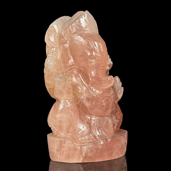 Rose Quartz Lord Ganesha Idol. G #0597