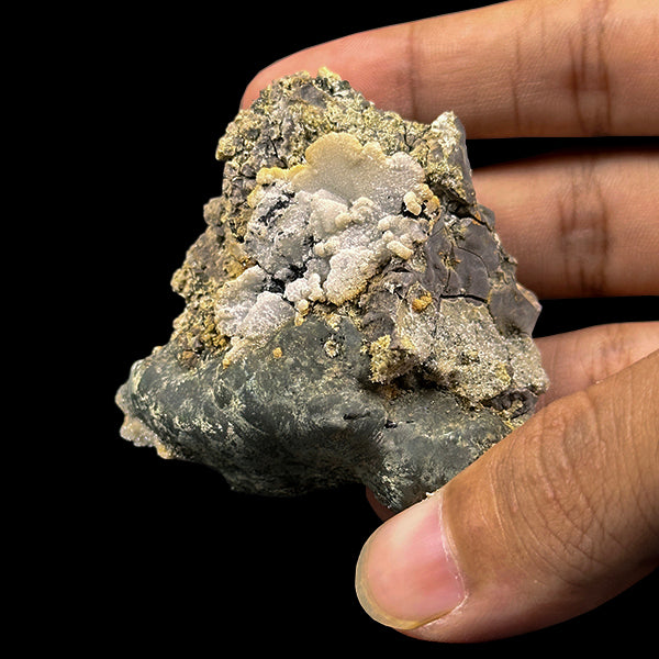Pyrite With Calcite & Babingtonite Natural Mineral Specimen G #0609