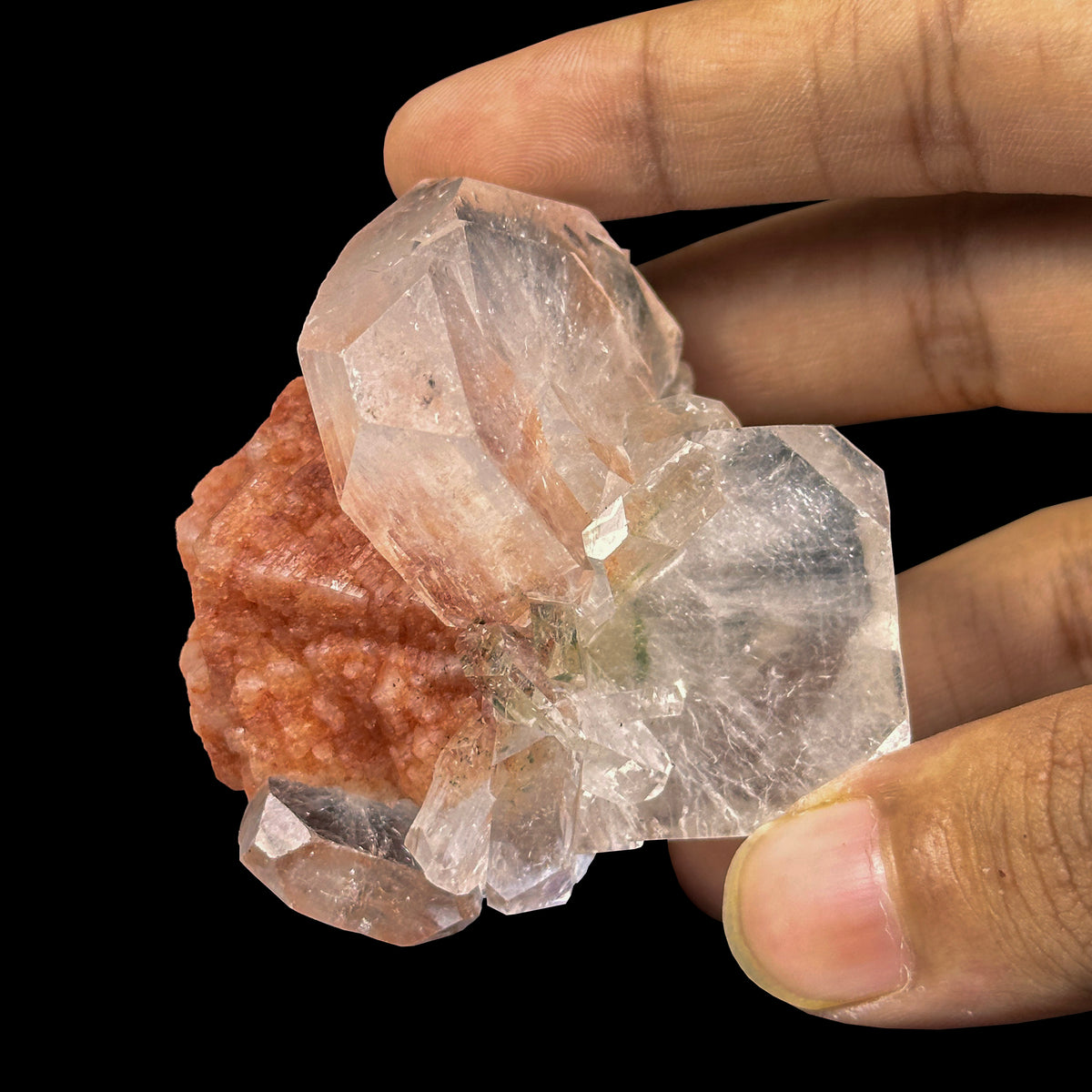 Red Stilbite With Cubical Apophyllite Natural Mineral Specimen. G #0629