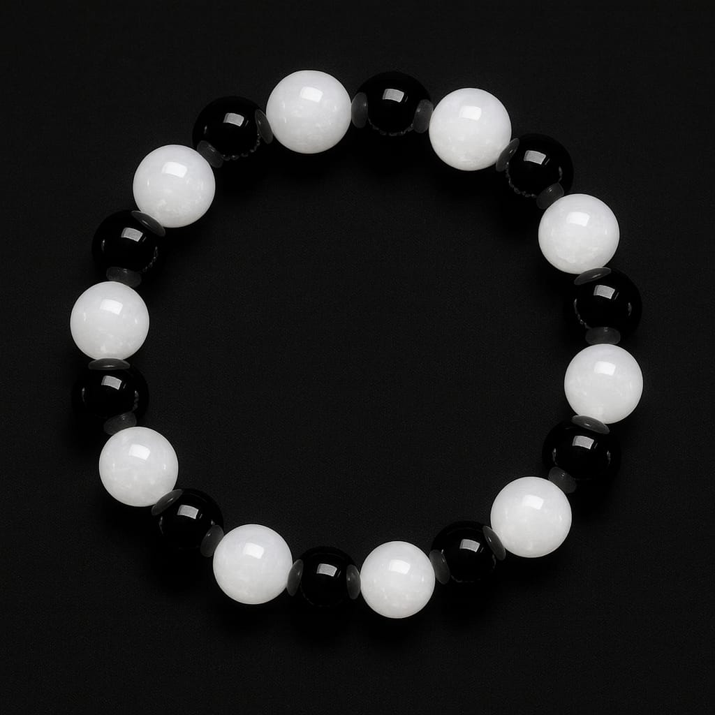 Natural Black Tourmaline & Selenite Bracelet 8 MM