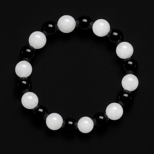 Natural Black Tourmaline & Selenite Bracelet 8 MM