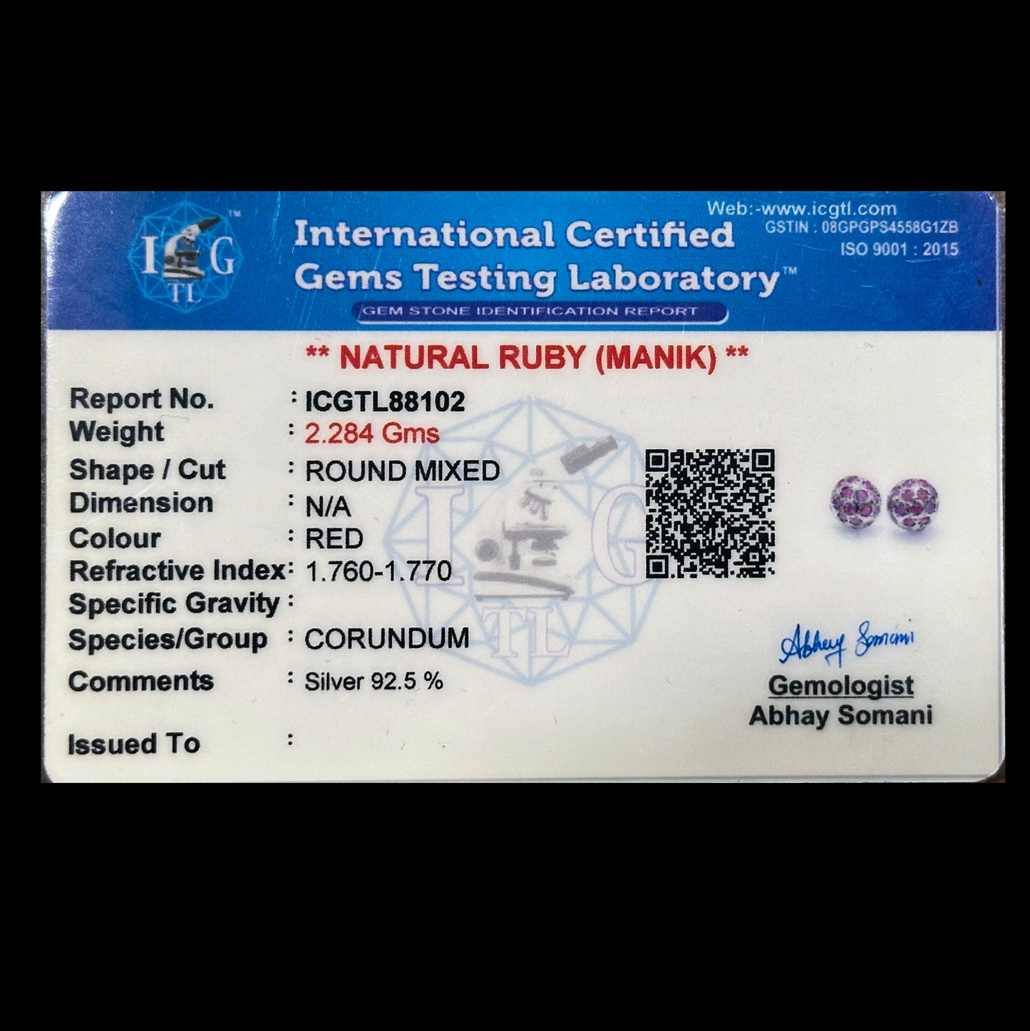 Ruby Silver Base Earings