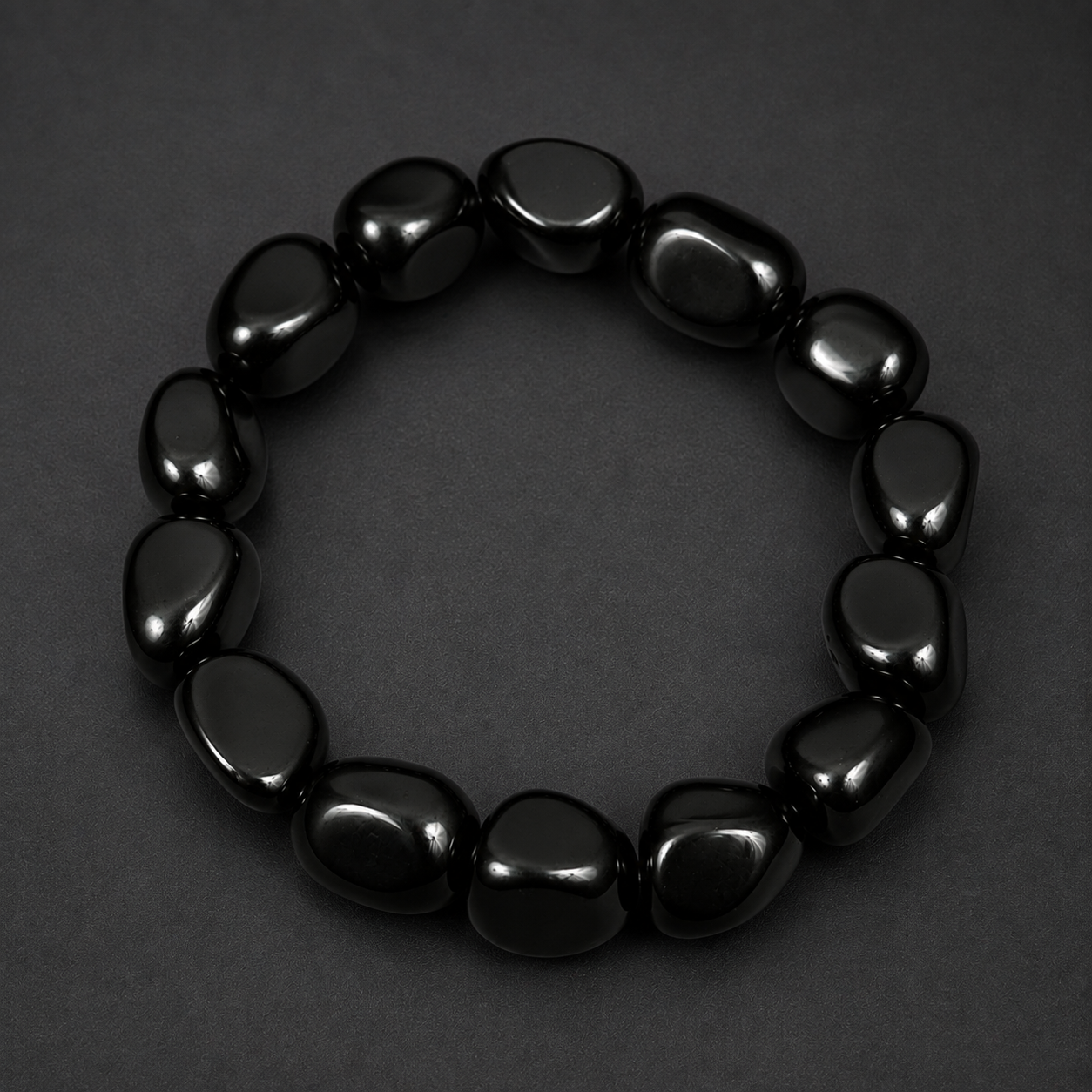 Natural Black Tourmaline Tumbled Bracelet 