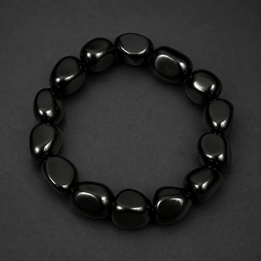 Natural Black Tourmaline Tumbled Bracelet 
