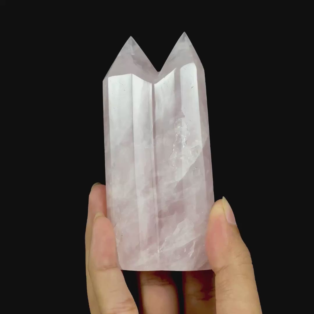 Rose Quartz Dual Point Tower (Polished) Natural Mineral Specimen G #0602